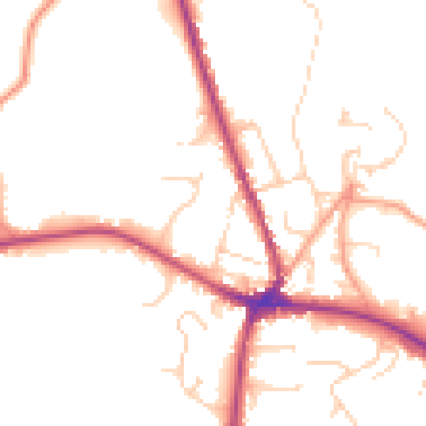 Daytime road noise heatmap for TN18 4BS