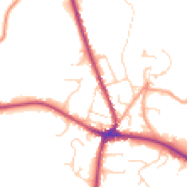 Daytime road noise heatmap for TN18 4BT