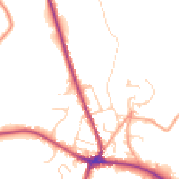 Daytime road noise heatmap for TN18 4BU