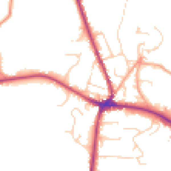 Daytime road noise heatmap for TN18 4BW