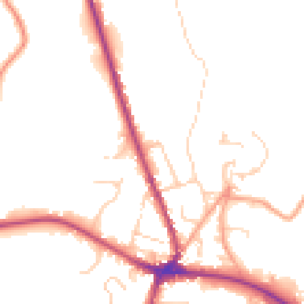 Daytime road noise heatmap for TN18 4BX