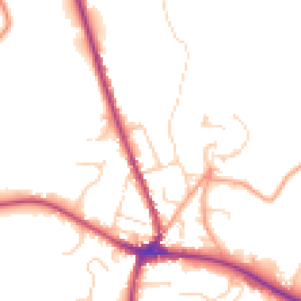 Daytime road noise heatmap for TN18 4BY