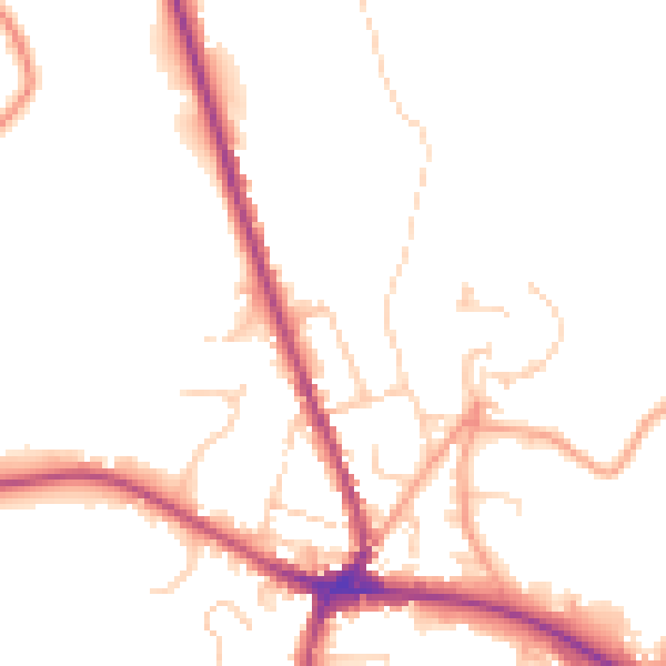 Daytime road noise heatmap for TN18 4BZ