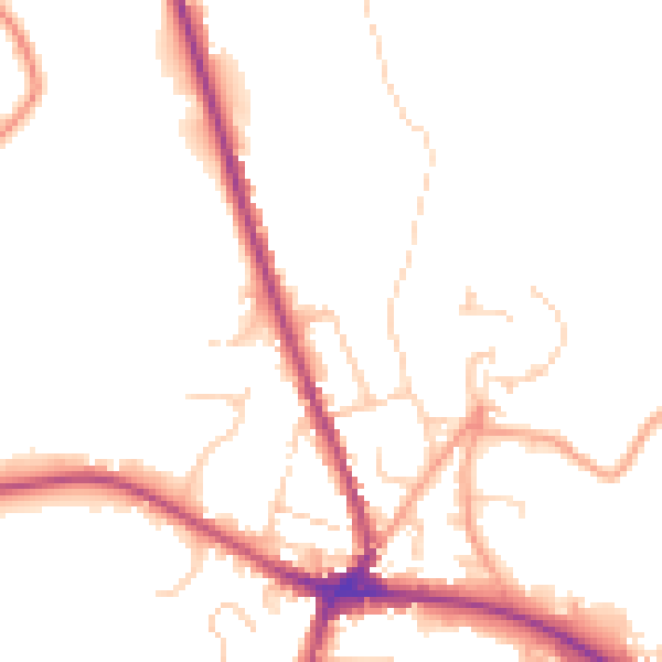 Daytime road noise heatmap for TN18 4DA