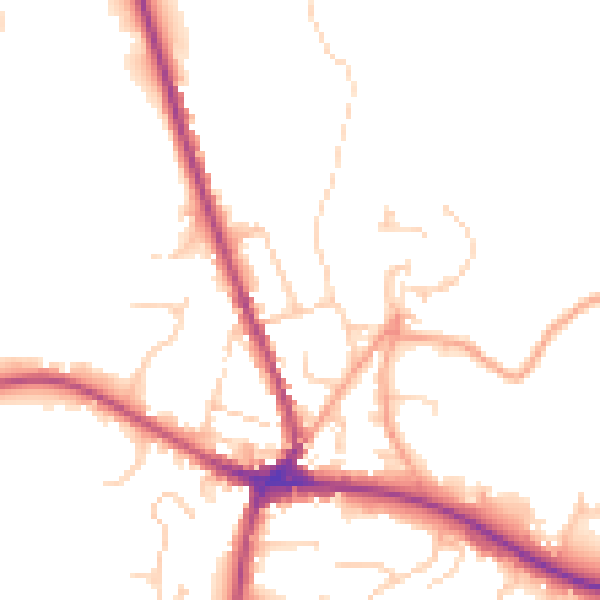 Daytime road noise heatmap for TN18 4DB