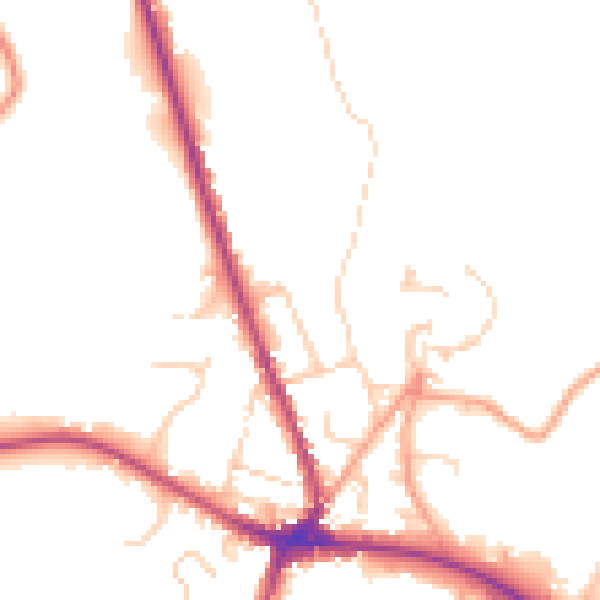 Daytime road noise heatmap for TN18 4DD