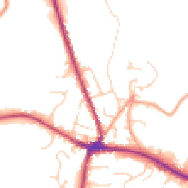 Daytime road noise heatmap for TN18 4DE