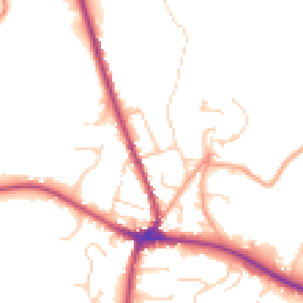 Daytime road noise heatmap for TN18 4DF