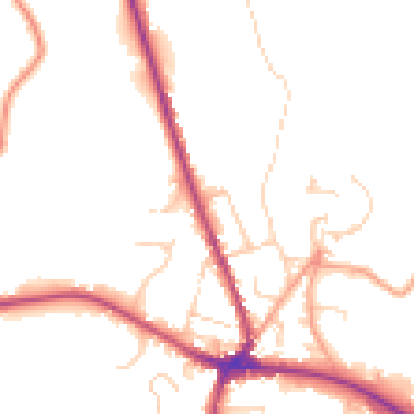 Daytime road noise heatmap for TN18 4DH