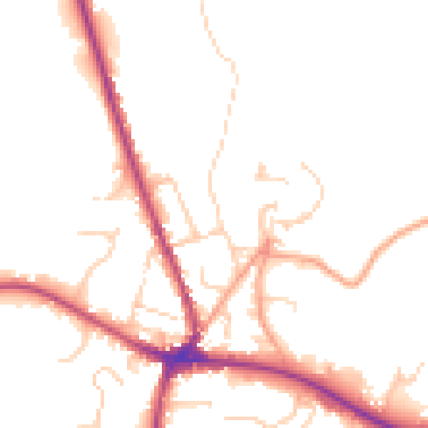 Daytime road noise heatmap for TN18 4DL