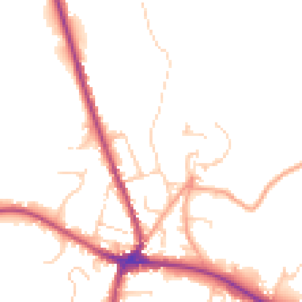 Daytime road noise heatmap for TN18 4DN