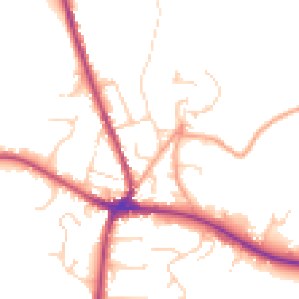 Daytime road noise heatmap for TN18 4DP