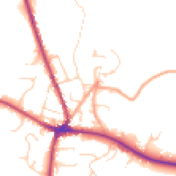 Daytime road noise heatmap for TN18 4DU