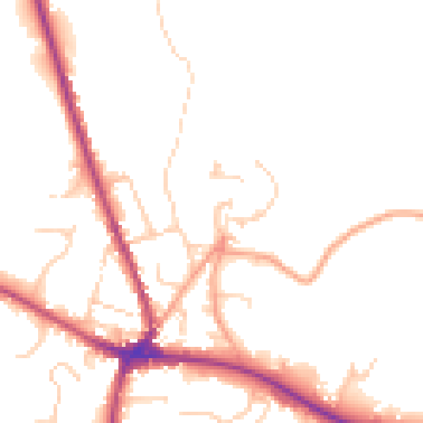 Daytime road noise heatmap for TN18 4EB