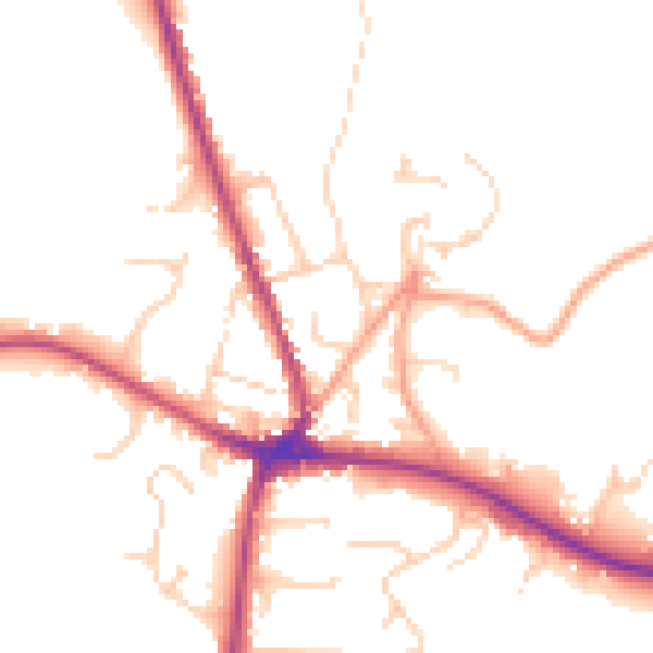 Daytime road noise heatmap for TN18 4EE
