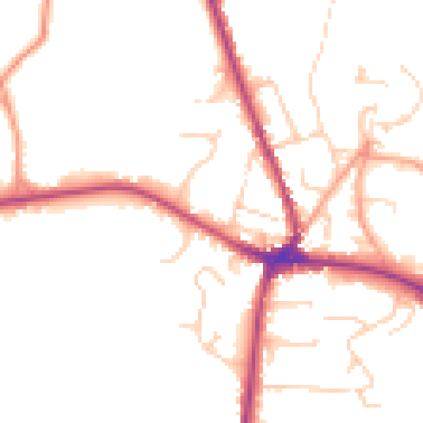Daytime road noise heatmap for TN18 4EG