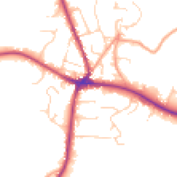 Daytime road noise heatmap for TN18 4ET
