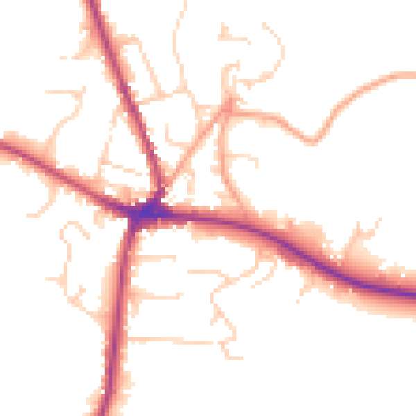 Daytime road noise heatmap for TN18 4HF