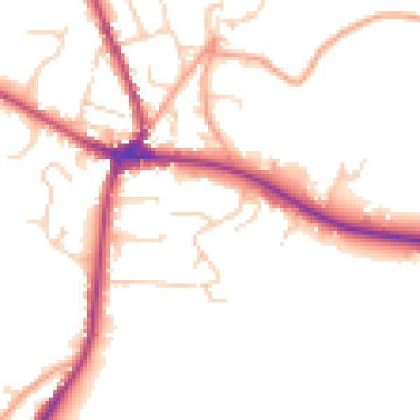 Daytime road noise heatmap for TN18 4HR