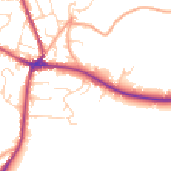 Daytime road noise heatmap for TN18 4HT