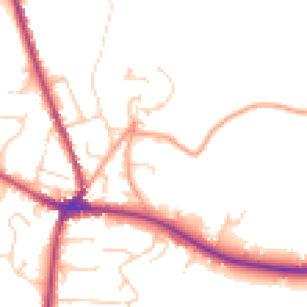 Daytime road noise heatmap for TN18 4HW