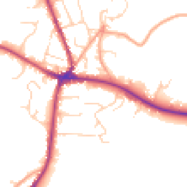 Daytime road noise heatmap for TN18 4HY