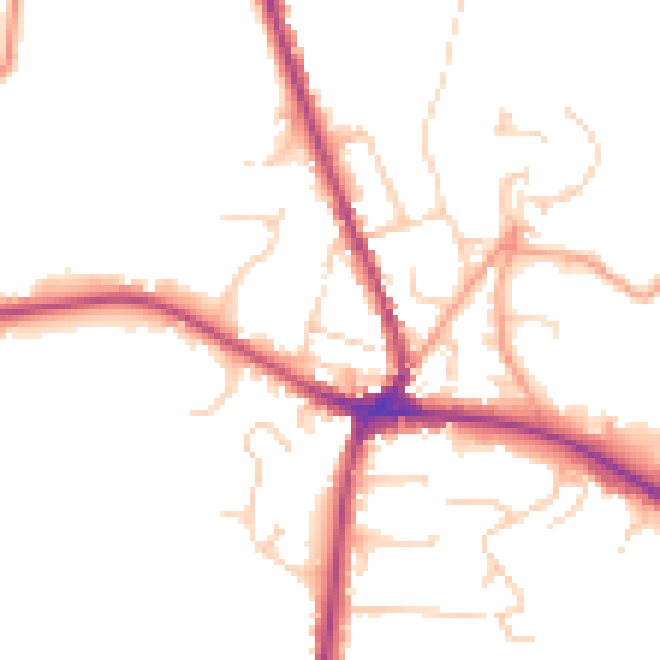 Daytime road noise heatmap for TN18 4JN