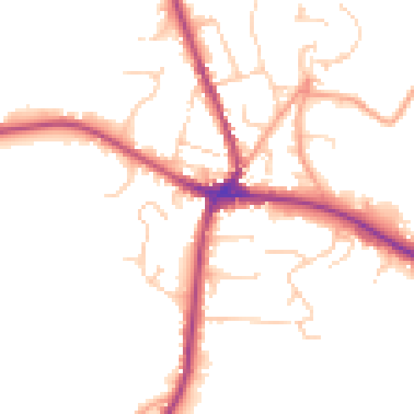 Daytime road noise heatmap for TN18 4LA