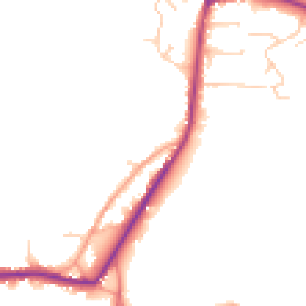 Daytime road noise heatmap for TN18 4LZ