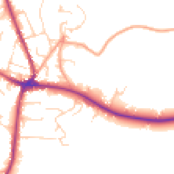 Daytime road noise heatmap for TN18 4PQ