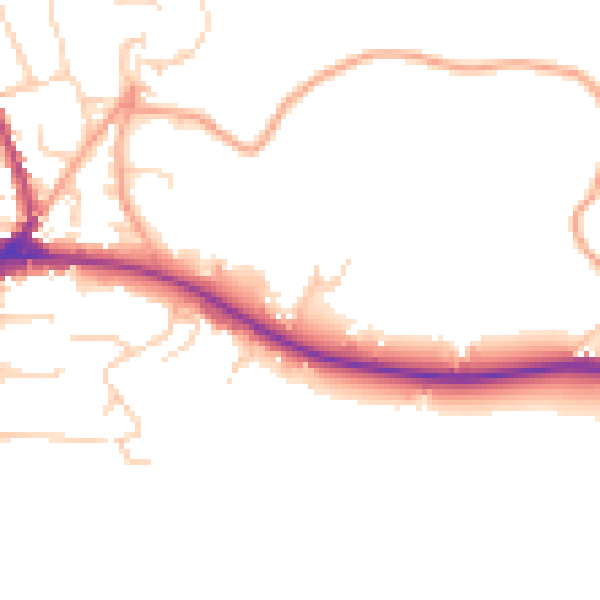 Daytime road noise heatmap for TN18 5AF