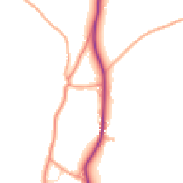 Daytime road noise heatmap for TN18 5BD