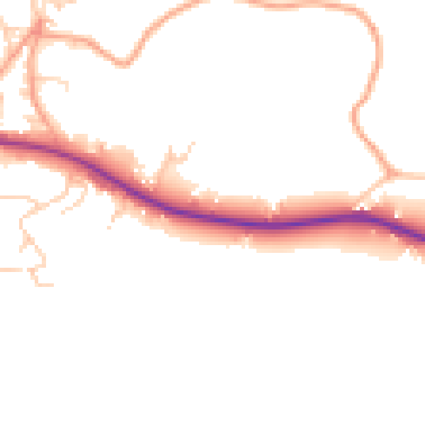 Daytime road noise heatmap for TN18 5DA