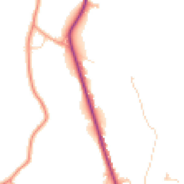 Daytime road noise heatmap for TN18 5EF