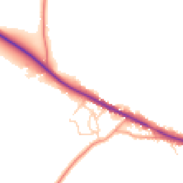 Daytime road noise heatmap for TN18 5HS