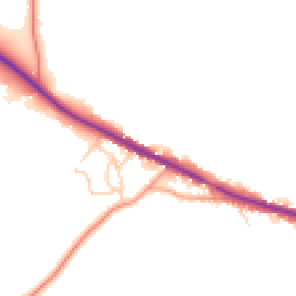 Daytime road noise heatmap for TN18 5HU