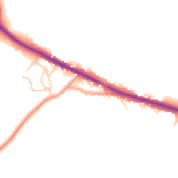 Daytime road noise heatmap for TN18 5JT