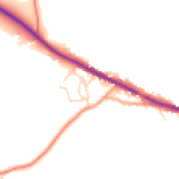 Daytime road noise heatmap for TN18 5LA
