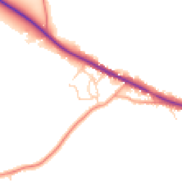 Daytime road noise heatmap for TN18 5LD