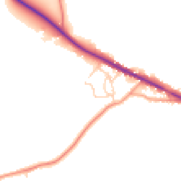 Daytime road noise heatmap for TN18 5LQ
