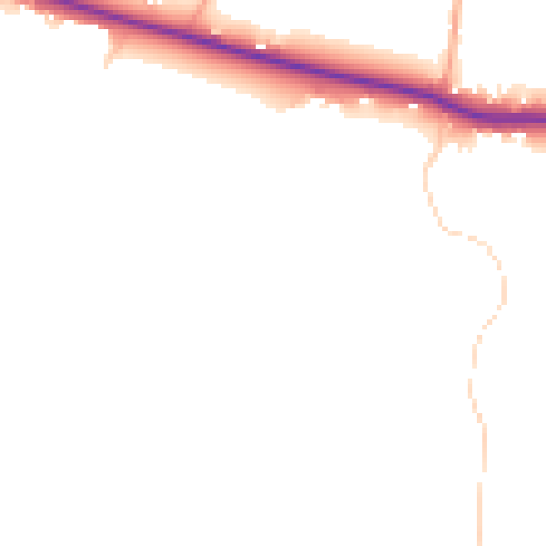 Daytime road noise heatmap for TN18 5PE