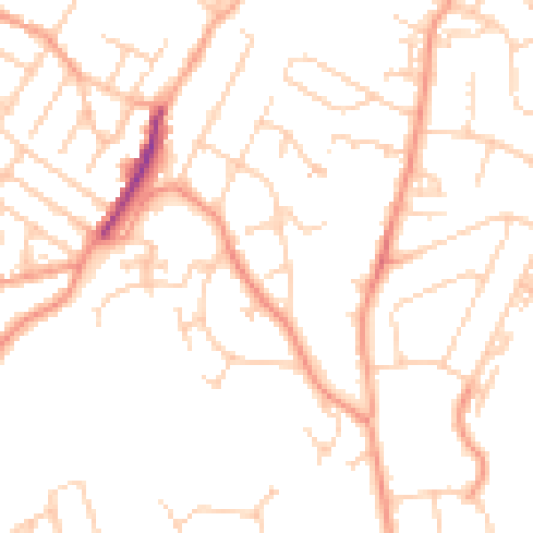 Daytime road noise heatmap for TN2 3AD
