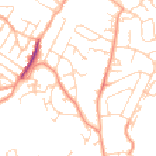 Daytime road noise heatmap for TN2 3AE