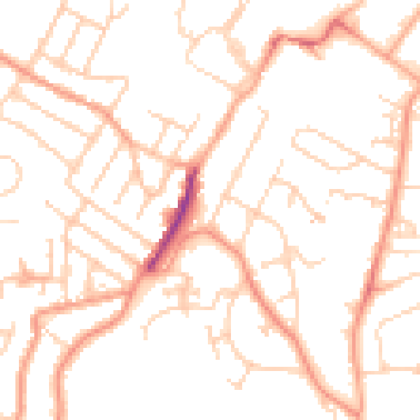 Daytime road noise heatmap for TN2 3AR