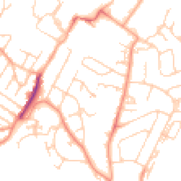 Daytime road noise heatmap for TN2 3BB