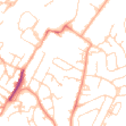 Daytime road noise heatmap for TN2 3BL