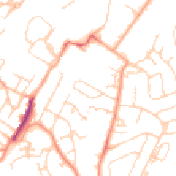 Daytime road noise heatmap for TN2 3BL