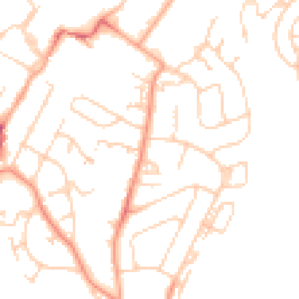 Daytime road noise heatmap for TN2 3BX