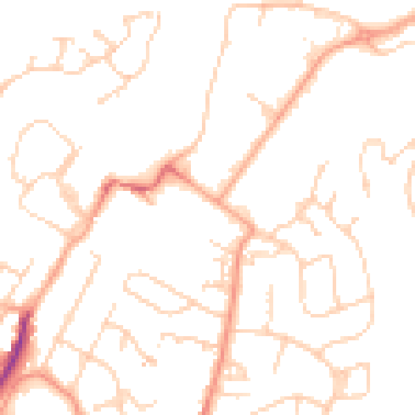 Daytime road noise heatmap for TN2 3EH