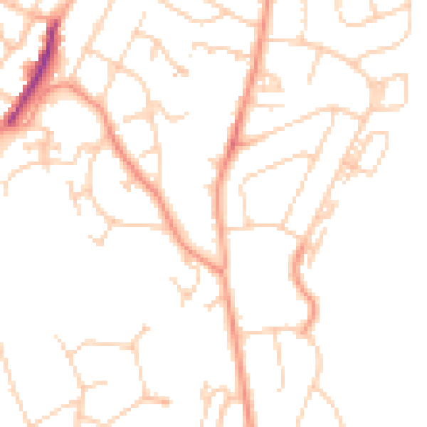 Daytime road noise heatmap for TN2 3TE